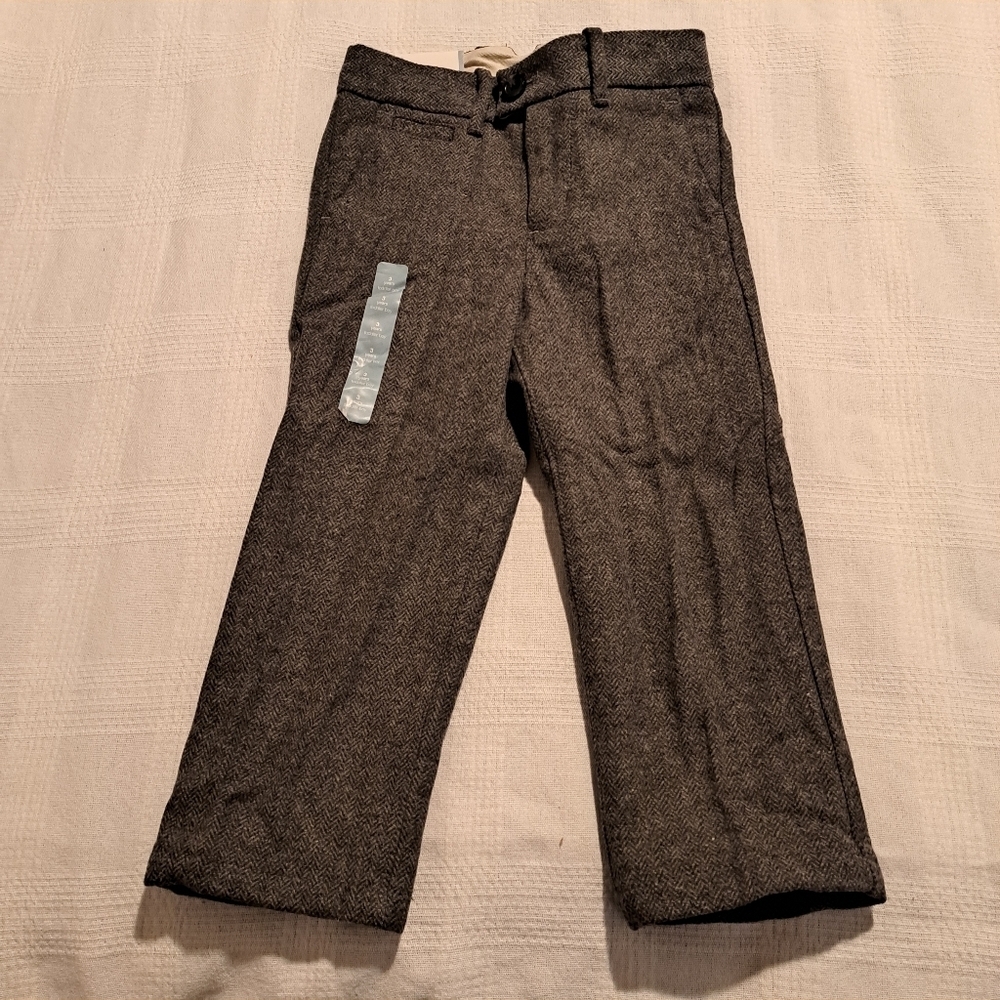Gap boys size 3T gray wool blend lined dress pants, New
